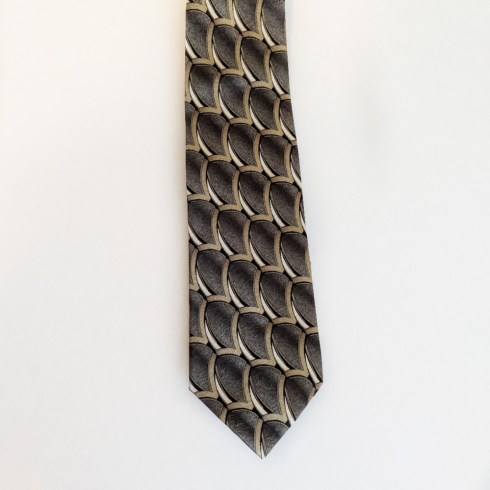 Croft & Barrow Olive Green/Gold Patterned Men's Tie